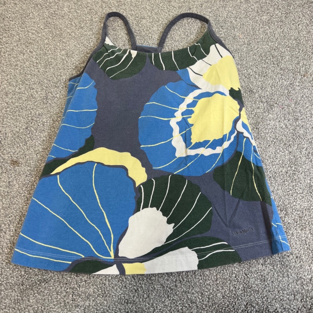 Patagonia Floral Cami Tank Top Womens Small Blue Yellow Shelf Bra VTG Y2K hike
